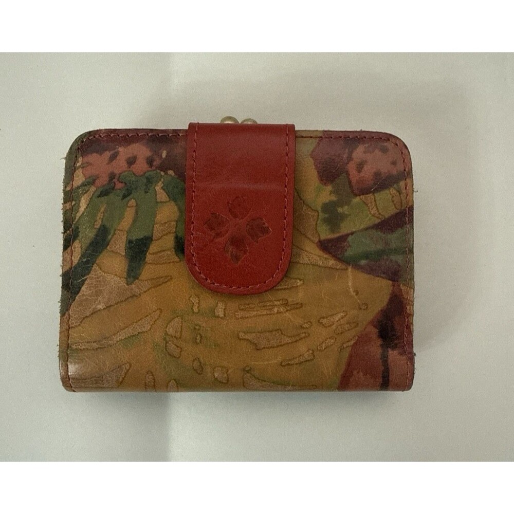 Patricia Nash Iberia? Leather Wallet Kiss Clasp Colorful Boho Money Holder ID